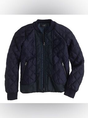 J.CREW Quilted Navy Bomber Jacket
